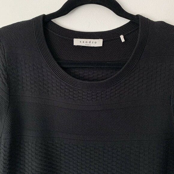 Sandro Textured Knit Long Sleeve Fit & Flare Dress - Picture 5 of 8